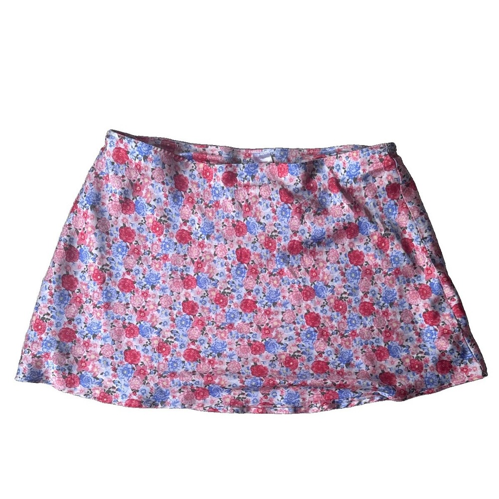 No Boundaries Skirt Juniors Size XXL 19 Pink Blue Floral Pull On A Line Mini Y2K